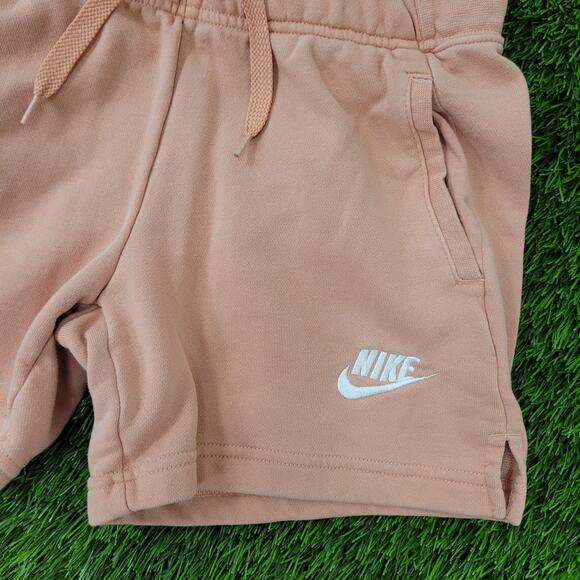 NIKE Swoosh Gym Shorts Women M/L Pink Peach Embroidered Logo - Picture 9 of 16